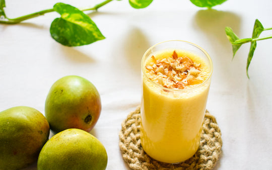 Tropical Smoothie Recipe for High Fiber Smoothie with mango, pineapple and Clear Digestive Fiber Supplement + Prebiotics blend. 